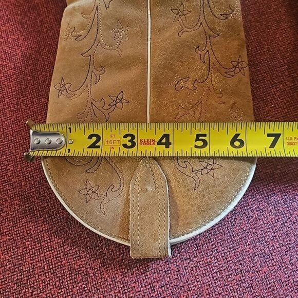 Wolverine Tan Suede Embroidered Heeled Boots Sz 7.5 Coastal Cowgirl Almond Toe - Picture 14 of 14